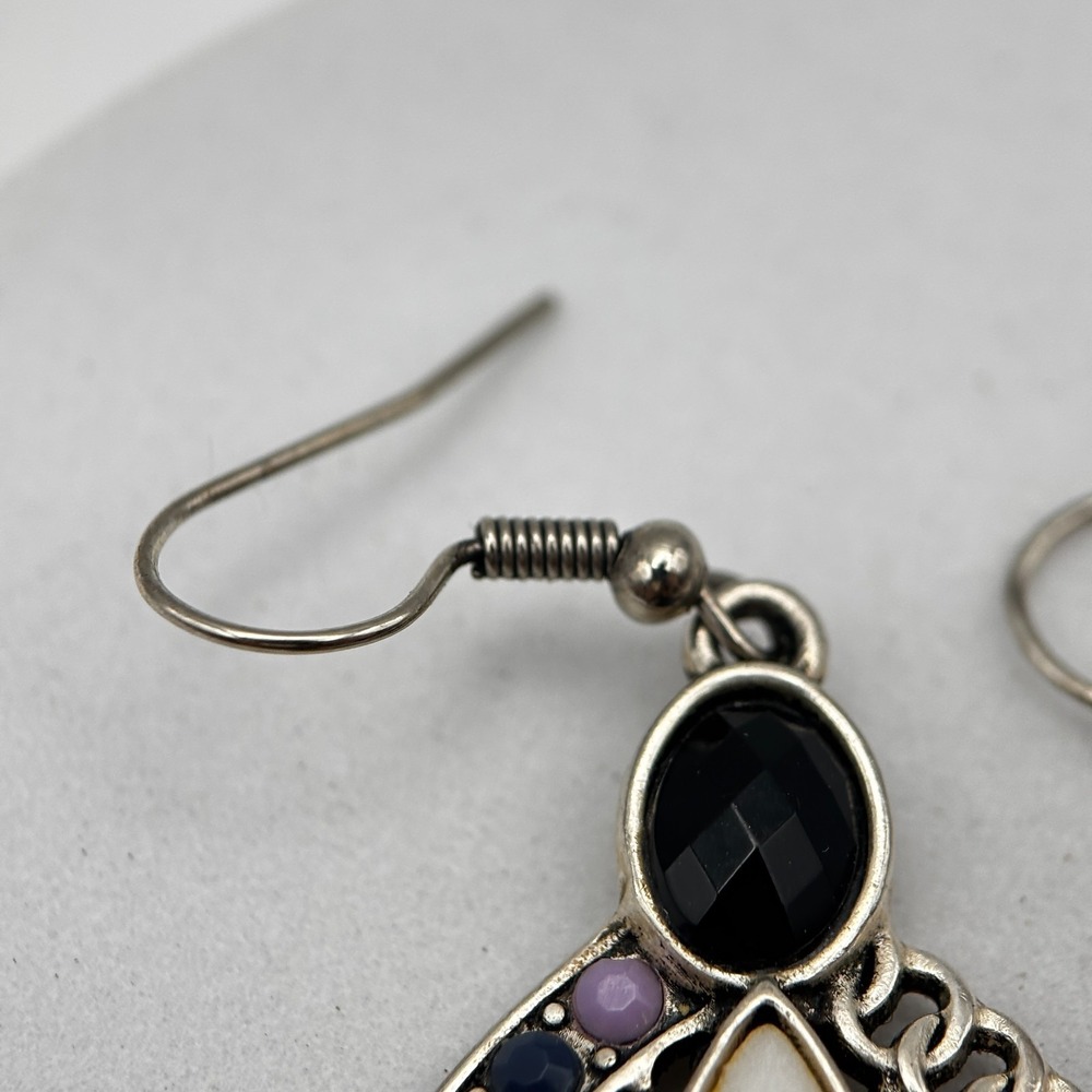 Vintage 90s Silver-Tone Filigree Women's Earring Set Bohemian Retro Drop Dangle - Picture 12 of 14